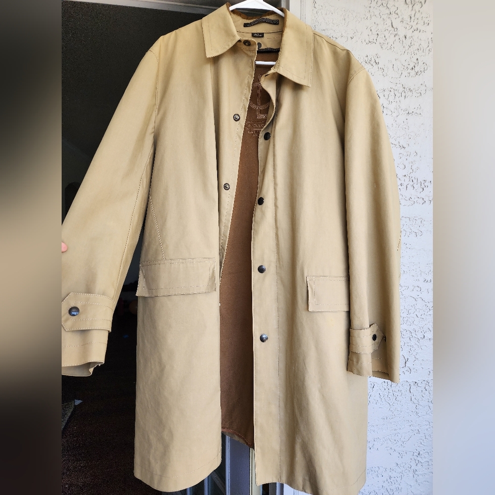 Men's Coach Khaki Tan Trench Coat Utility Jacket - Picture 3 of 17